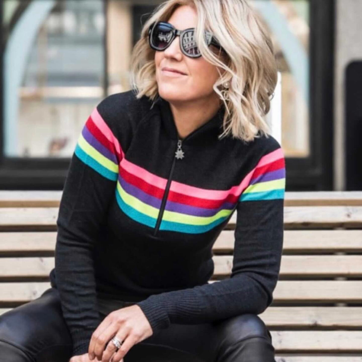 Warehouse rainbow stripe on sale jumper