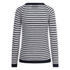 Striped sweater with black and white horizontal stripes on a white background