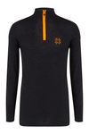 Mens Merino Baselayer - Charcoal Orange Zip