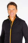 Mens Merino Thermal Baselayer - Charcoal Orange Zip