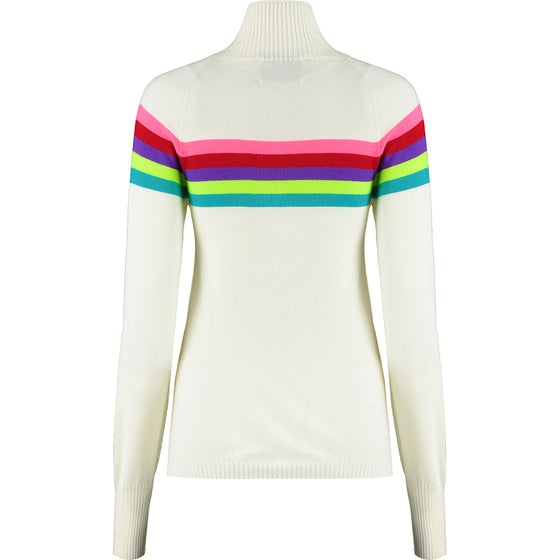 Womens Rainbow Stripe Ski Jumper - White