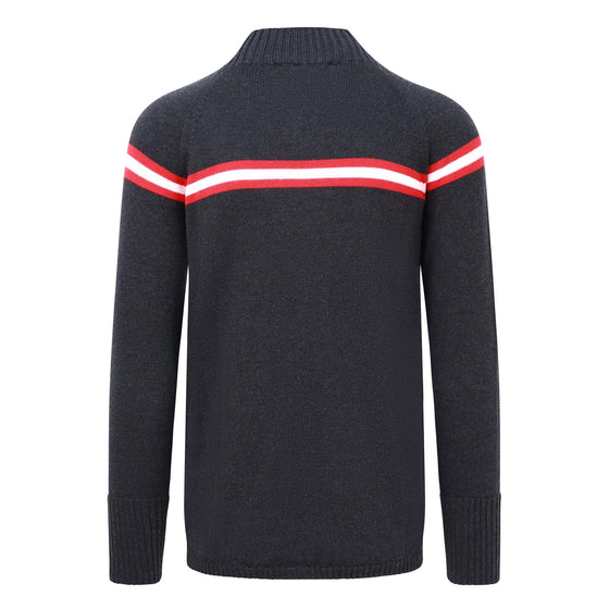 Mens Classic Stripe Midlayer Plus Jumper - Charcoal, Red and White Stripe