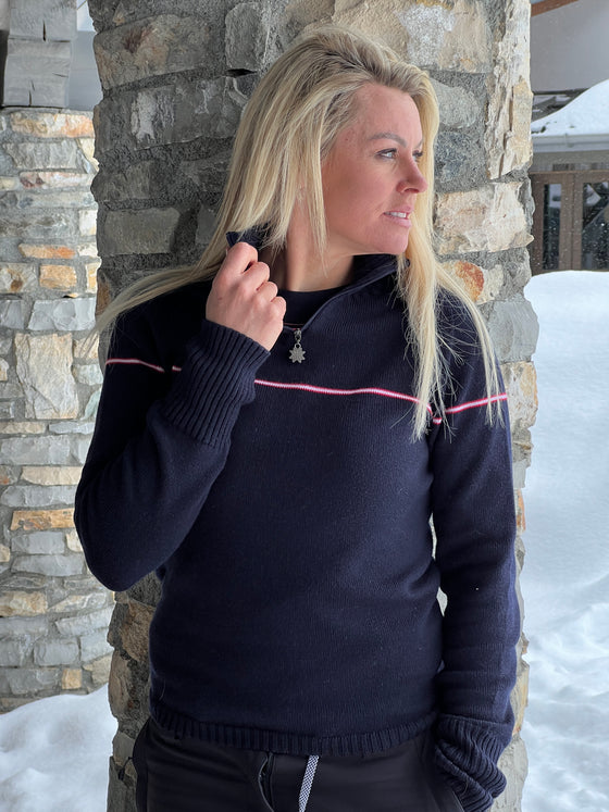 Womens Classic Stripe Midlayer Plus  - Navy