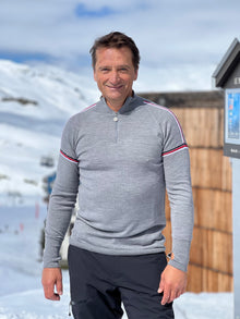  Mens Morzine Ski Jumper - Grey,Navy,Red and White