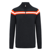 Mens Classic Stripe Merino Ski Jumper - Charcoal, Orange & White
