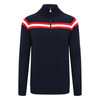 Mens Classic Stripe Merino Ski Jumper - Navy, White & Red