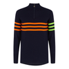 Mens Murren Merino Ski Jumper - Navy, Orange & Green