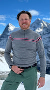 Mens Avoriaz Ski Jumper - Grey Red and White