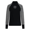 Womens Merino Ski Baselayer Stripe Sleeve - Charcoal White