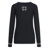 Womens Merino Ski Baselayer Round Neck - Black Alpine Detail