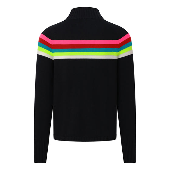 Womens Rainbow Stripe Midlayer Plus  - Black