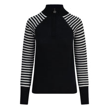  Womens Merino Ski Baselayer Stripe Sleeve - Charcoal White