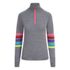 Womens Rainbow Stripe Sleeve Ski Jumper - Grey