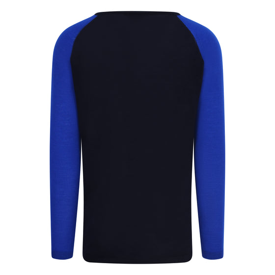Mens Merino Thermal Baselayer - Round Neck Charcoal Cobalt
