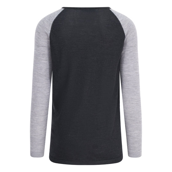 Black and gray long-sleeve shirt on a white background