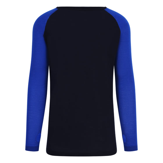 Mens Merino Thermal Baselayer - Round Neck Charcoal Cobalt