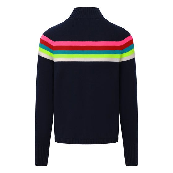 Womens Rainbow Stripe Midlayer Plus  - Navy