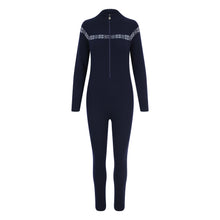  Navy blue wetsuit with white pattern on shoulders against a white background