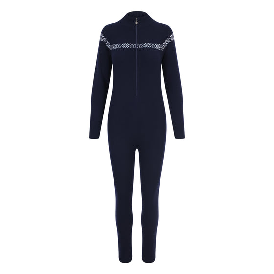 Navy blue wetsuit with white pattern on shoulders against a white background