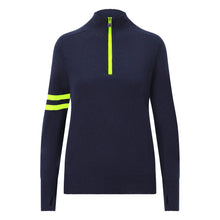  Womens Wengen Ski Jumper - Navy and Green Sleeve Stripe