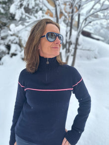  Womens Classic Stripe Midlayer Plus  - Navy