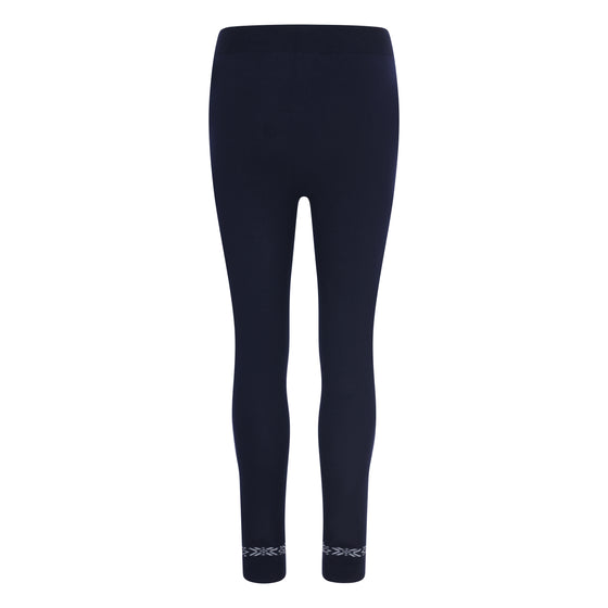 Navy blue leggings on a white background