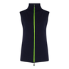 Womens Merino Gilet - Navy & Green Zip