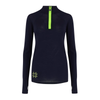 Womens Merino Ski Baselayer - Navy & Green Zip