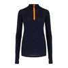 Womens Merino Ski Baselayer - Navy & Orange Zip