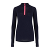 Womens Merino Ski Baselayer - Navy & Pink Zip
