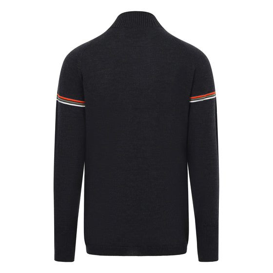 Mens Morzine Ski Jumper - Charcoal, Khaki and Orange