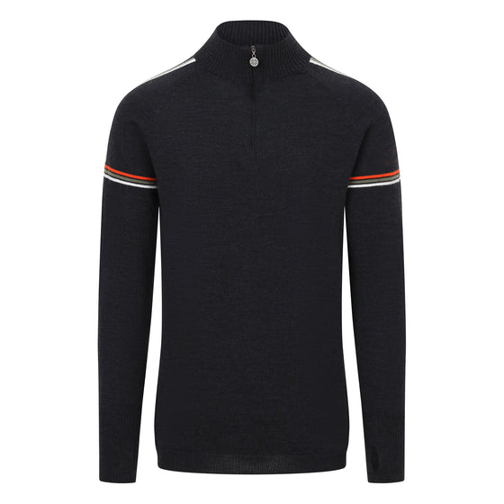 Mens Morzine Ski Jumper - Charcoal, Khaki and Orange