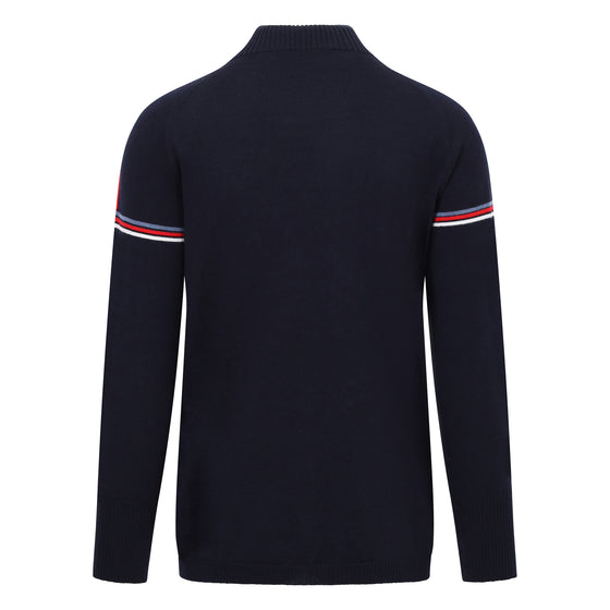 Mens Morzine Ski Jumper - Navy, Denim and Red