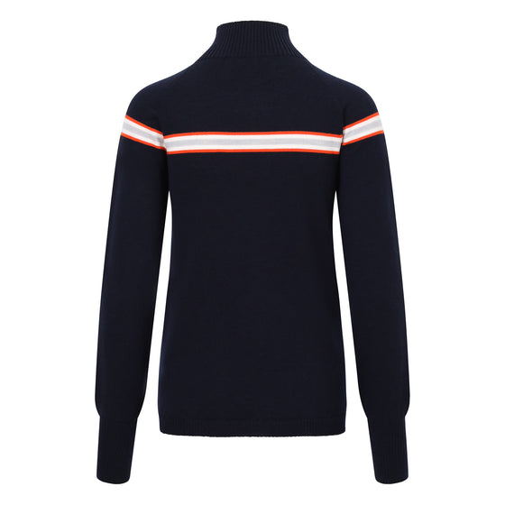 Womens Avoriaz Ski Jumper Navy, Orange, Grey and White