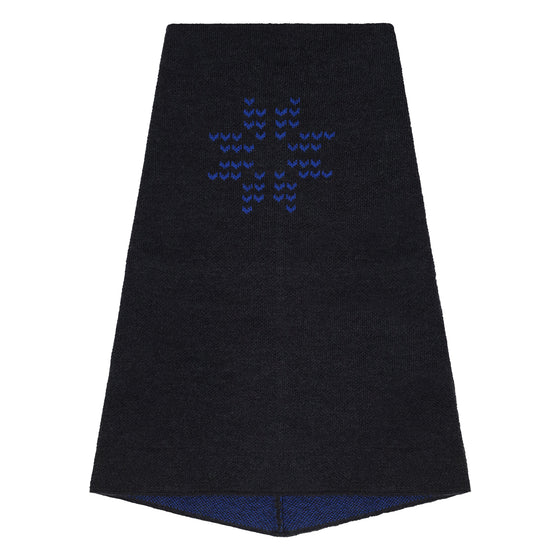 Snow Finel Merino Snood - Logo Snowflake Charcoal Cobalt