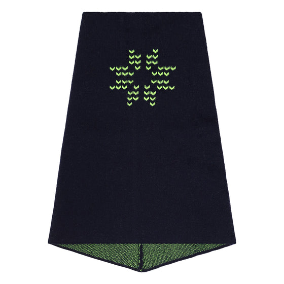 Snow Finel Merino Snood - Logo Snowflake Navy Green