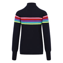  Womens Rainbow Stripe Ski Jumper - Navy 2024