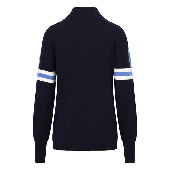 Womens Val Ski Jumper - Navy Blue and white