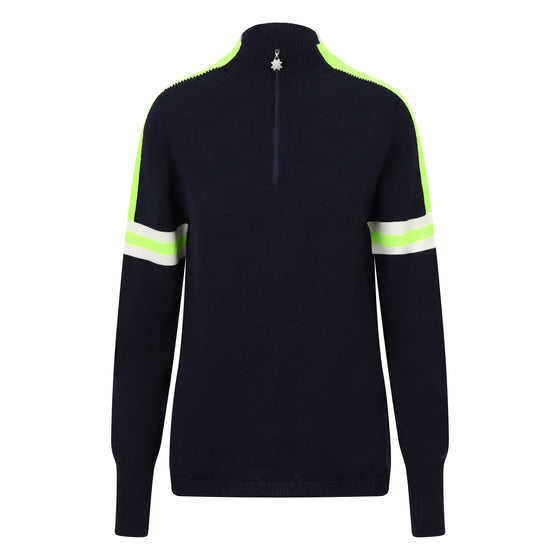 Womens Val Ski Jumper Charcoal - Green and White