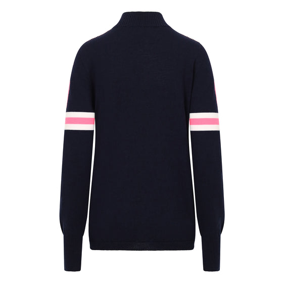 Womens Val Ski Jumper - Navy Pink and White