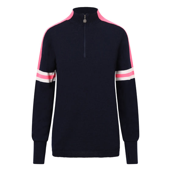 Womens Val Ski Jumper - Navy Pink and White