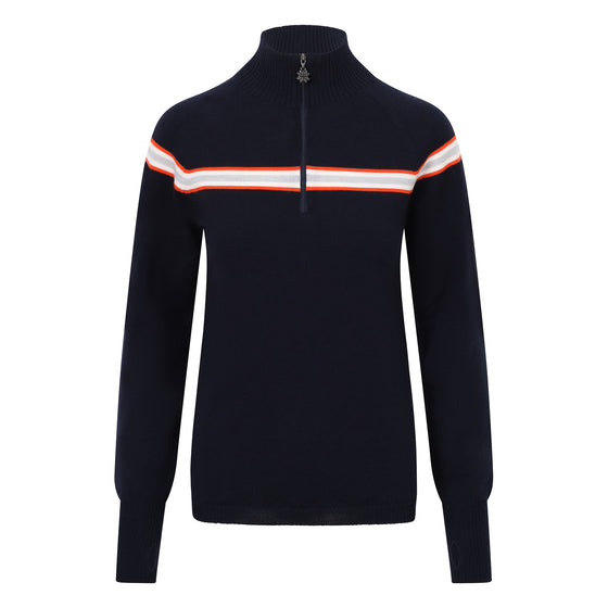 Womens Avoriaz Ski Jumper Navy, Orange, Grey and White