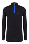 Mens Merino Thermal Baselayer - Charcoal Cobalt Zip