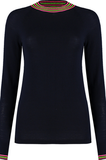  Womens Merino Ski Baselayer Round Neck - Navy