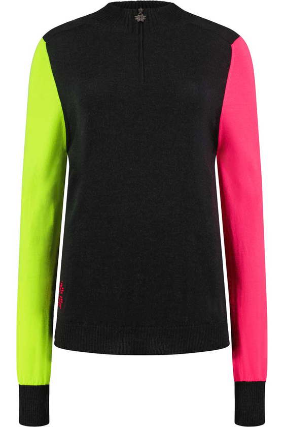 Womens Meribel Jumper Charcoal, Pink and Green Sleeves