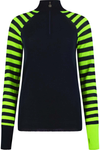 Womens Merino Baselayer Sleeve Stripe - Navy Green Stripe