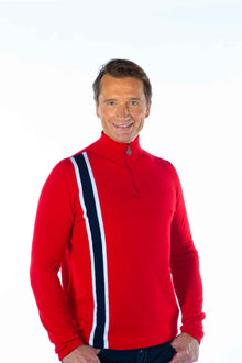  Mens Downhill Jumper - Red and Navy Stripe